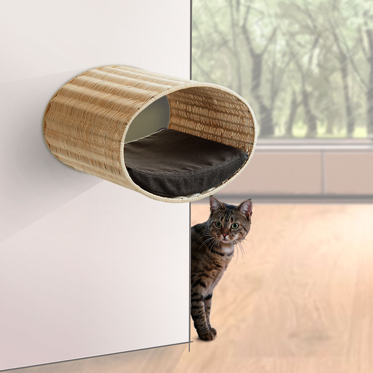 Wall mounted cat bed RONDO Wall Rattan