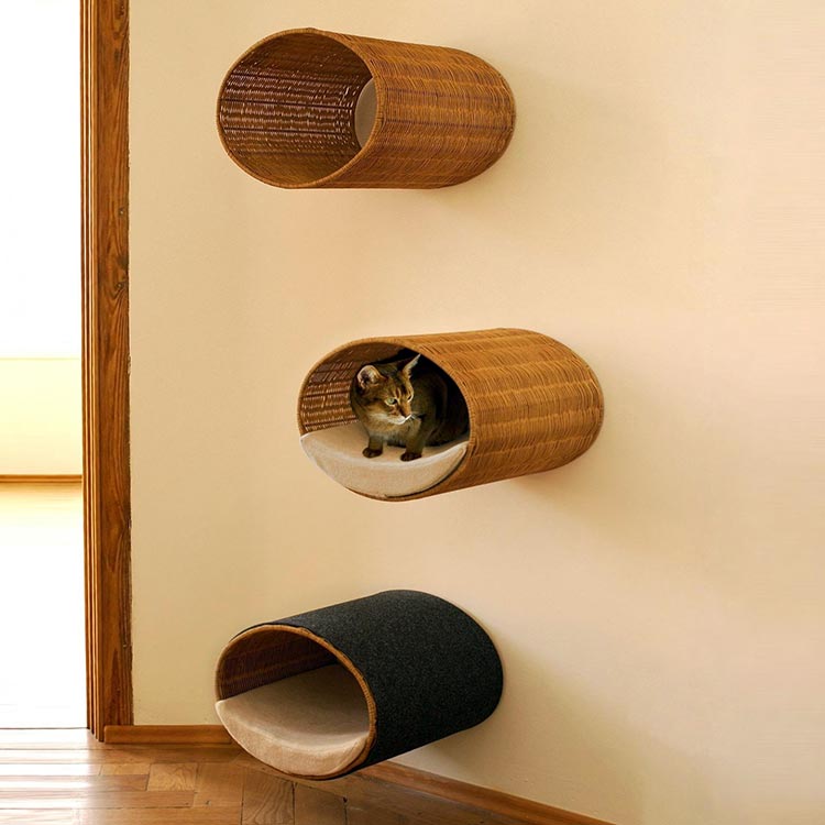 Wall mounted cat bed RONDO Wall Rattan