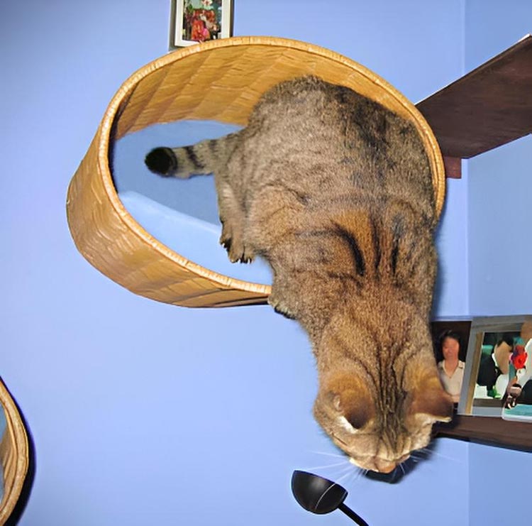 Wall mounted cat bed RONDO Wall Rattan