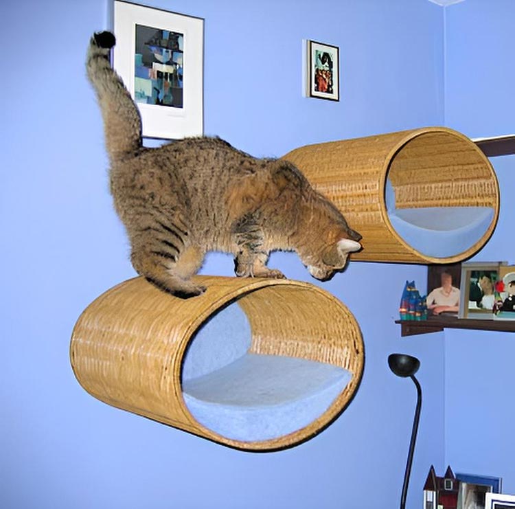 Wall mounted cat bed RONDO Wall Rattan