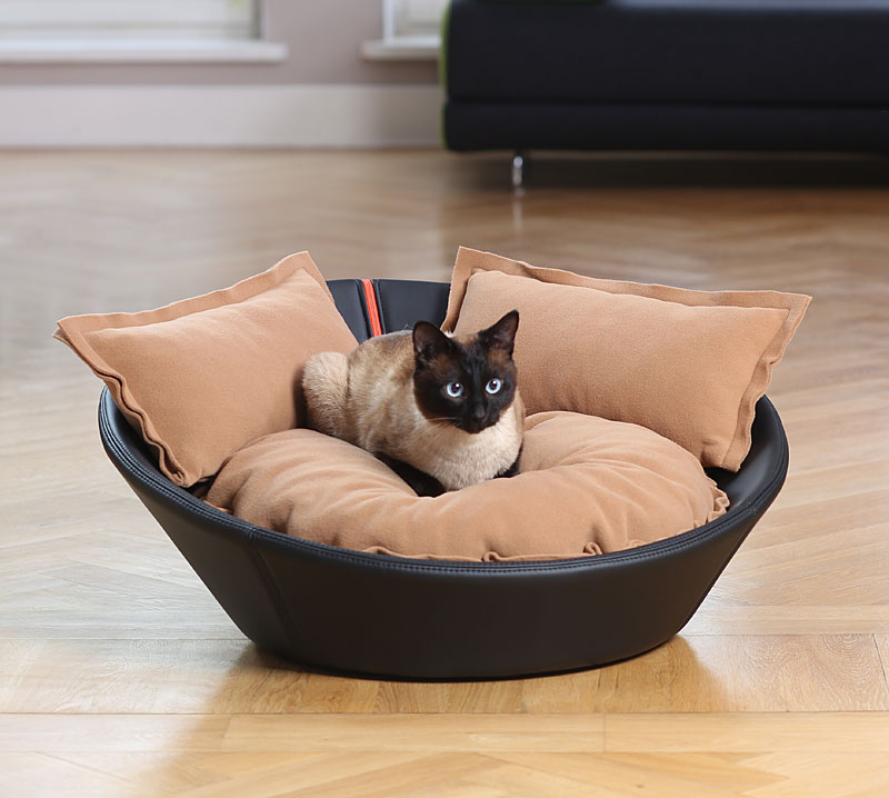 leather cat bed