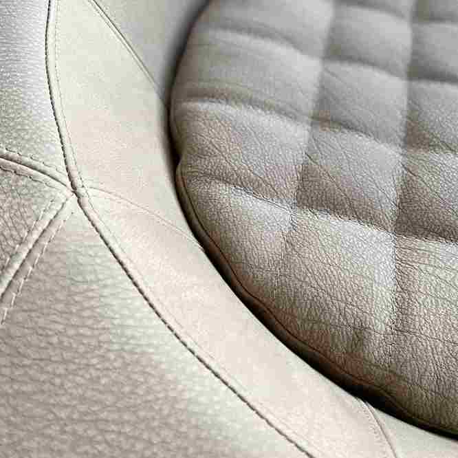 Detail view on leather dog bed