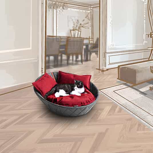 Leather cat basket CHESTER