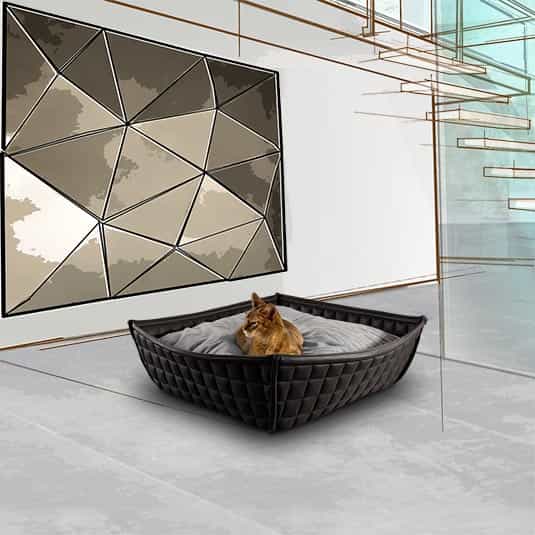 BOWL cat basket in real leather
