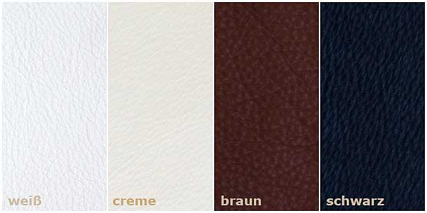Leder Farben weiß, creme, braun und schwarz